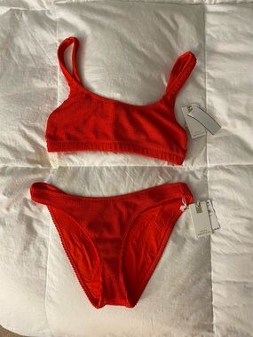 Good American size 3/4 Bright Red Ribbed Bikini Set  (size L/XL)